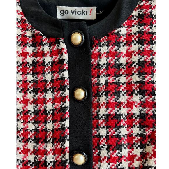 Vintage Go Vicki! red plaid cropped blazer jacket size small - Picture 3 of 4